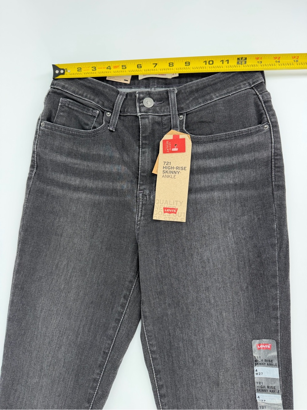 Levi’s 721 High Rise Skinny Ankle Jeans Women’s 4 W27 Black Studded Stretch - Picture 12 of 16